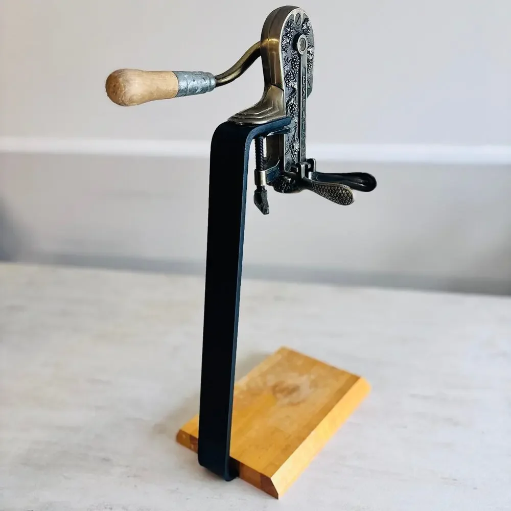 Rogar Estate Wine Bottle Opener Corkscrew Grape Motif Wood Stand 23